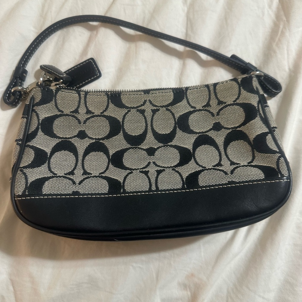 Coach Black and Grey Vintage Mini Pochette Shoulder Bag